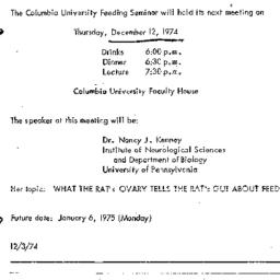 Announcements, 1974-12-12. ...