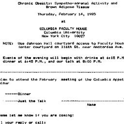 Announcements, 1985-02-14. ...