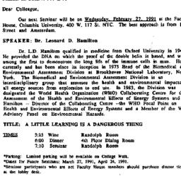 Announcements, 1991-01-31. ...