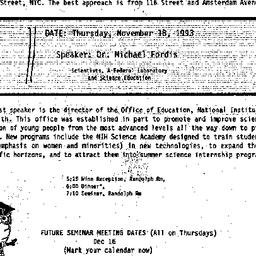 Announcements, 1993-11-10. ...