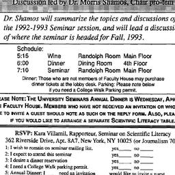 Announcements, 1993-04-29. ...