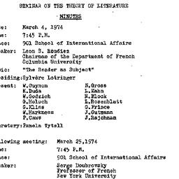 Minutes, 1974-03-04. The Th...