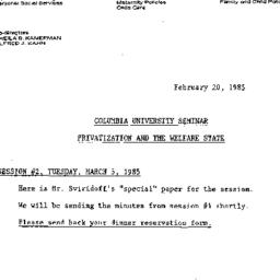 Announcements, 1985-03-05. ...