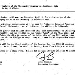 Announcements, 1984-03-06. ...
