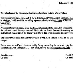 Announcements, 1999-02-09. ...