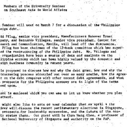 Announcements, 1985-02-14. ...