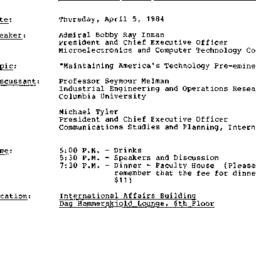 Announcements, 1984-04-05. ...