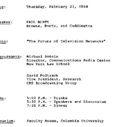 Announcements, 1984-02-23. ...