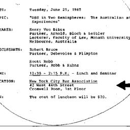 Announcements, 1985-06-25. ...