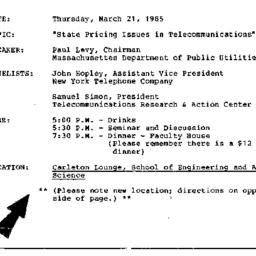 Announcements, 1985-03-21. ...