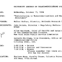 Announcements, 1984-10-17. ...
