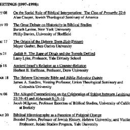 Schedules, The Study of the...