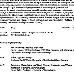Schedules. South Asia, semi...