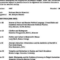 Schedules. Slavic History a...