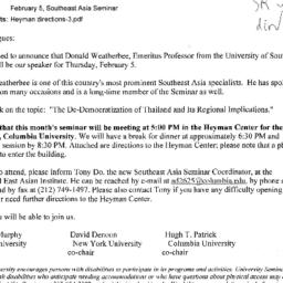 Announcements, 2009-02-05. ...