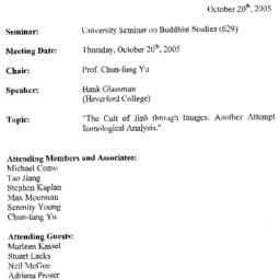 Minutes, 2005-10-20. Buddhi...