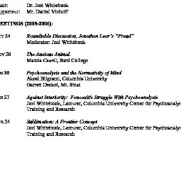 Schedules. Psychoanalytic S...