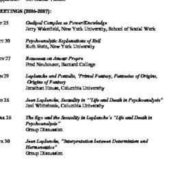 Schedules. Psychoanalytic S...