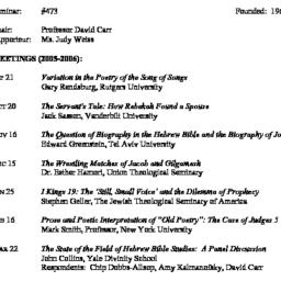 Schedules, The Study of the...