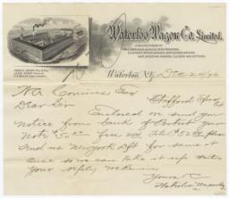Waterloo Wagon Co. Limited. Letter - Recto