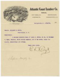 Atlantic Coast Lumber Co.. Letter - Recto