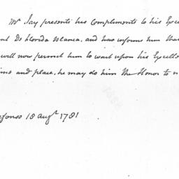 [Document, 1781 August 18]